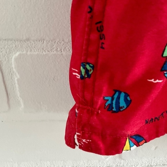 Abercrombie&Fitch Swim Trunks Shorts Red Novelty Sailing Nantucket print Sz S - Picture 9 of 15